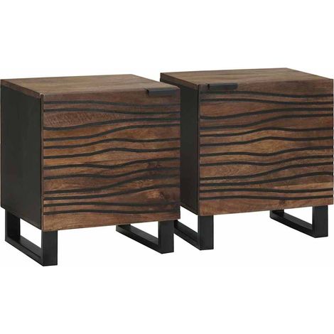 Cabinet de chevet 2 pcs-Lot de 2 Table de nuit-Table de chevet Noyer 40 x 33 x 46 cm (1/5)