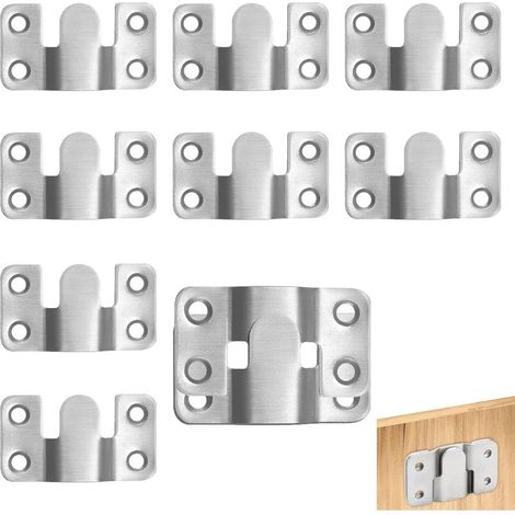 10 PCS Support Montage Dissimulé de Meubles, 5.4cm x 3cm, Système Interverrouillage pour Accrocher Cadres Photo, Miroirs et Oeuvres d'Art, Élégante pour Décoration Intérieure (1/5)