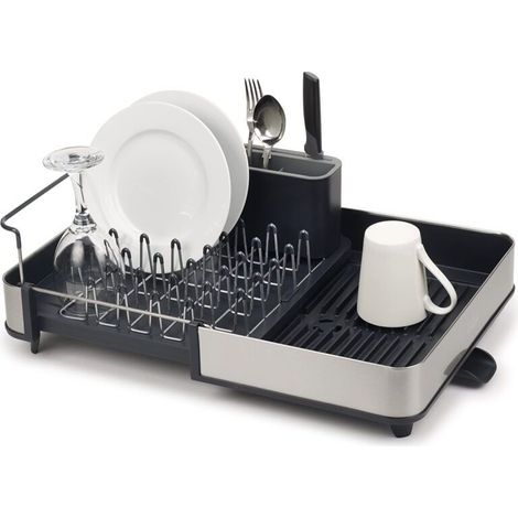 Replantea tu fregadero: juego de escurridor de platos extensible y dispensador de jabón en acero inoxidable (1/5)