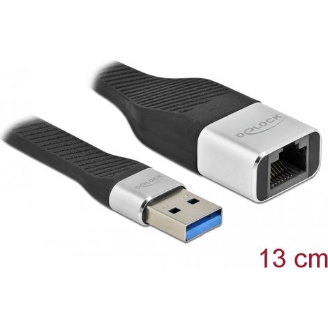 Delock Cable de cinta plana FPC USB Tipo-A a Gigabit LAN 10/100/1000 Mbps 13 cm