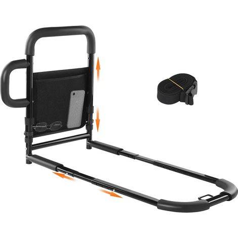 Barre de Lit Adulte  Barrière de Lit Adulte avec Double Poignée de Support, Barre de Lit pour Personne Âgée, Barre d'Appui de Lit Réglable en Hauteur et Base, Supporte 150kg (1/5)