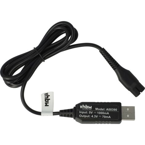 vhbw Ladekabel kompatibel mit Philips QT4000/42, QT4005/15, QT4005/13, RQ310, RQ320, RQ311, RQ312 Rasierer - Netzkabel, 12,4 cm