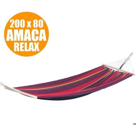 Hamac de jardin simple 200 x 80 cm Capacité 100 kg Couleurs assorties - (1/2)