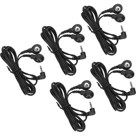 5 Électrodes TENS Fil Noir 2,5mm Coude 1,2m pour Appareil de Thérapie Électrique Numérique (1/5)