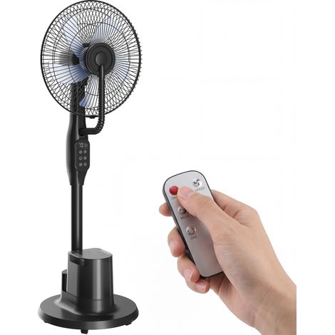 Leiser 90-W-Standventilator mit Sprühnebelfunktion, 128 cm hoch, 70°-Oszillation, 3 Geschwindigkeitsstufen, 3 Modi und Timer, schwarz