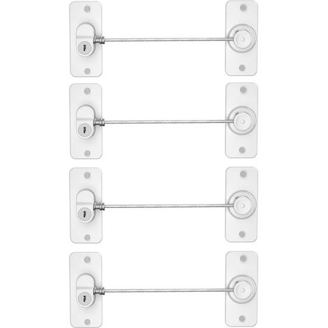 Lot de 4 serrures de réfrigérateur avec clés, pour réfrigérateur, armoires, tiroirs, lave-vaisselle, toilettes et sécurité enfant, adhésif sans trace et sans perçage (blanc) (1/5)