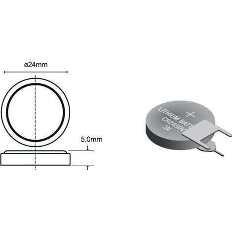 Lithium-Batterie CR2450V 3Vdc 500mA 3pin Vertikale Position Leiterplatte