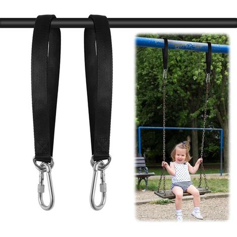 Soporte para columpio de 50 cm，2 correas de suspensión de nailon resistentes al desgarro con mosquetones，capacidad de carga de hasta 400 kg (1/2)