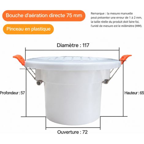 Bouche d'aération VMC ronde 75 mm à persiennes droites blanche sans filtre 50 75mm blanc 11,7 × 11,7 × 6,5 cm 60 g – Livraison gratuite