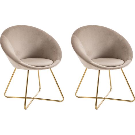Sedia in Velluto e Metallo dorato Beige - Lotto di 2 - BURBAN (1/5)