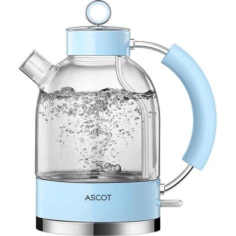 Bouilloire Electrique, Bouilloire en verre de, 1.6L, 2200W Ebullition Ultra Rapide, Auto-Arrêt Protection, Anti-Ébullition à Sec avec, Sans BPA (1/5)