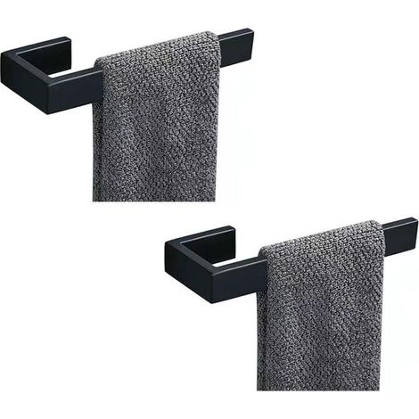 2-teiliger Handtuchhalter, Handtuchring – Wandmontierter Handtuchhalter aus dickem Edelstahl 304, modernes rechteckiges Design fürs Badezimmer – Crezuo