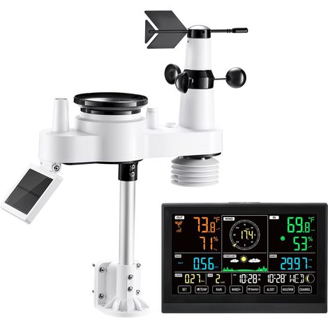 Station Météo Wi-Fi 7-en-1 avec Application, Écran VA 190,5 mm, Capteur Solaire Sans Fil, Prévisions Météo, Vitesse du Vent (1/5)