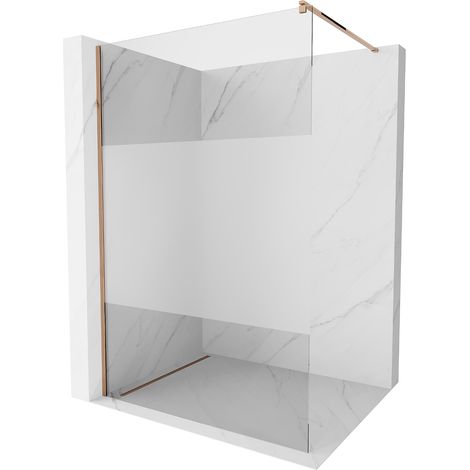 Mexen Kioto Duschwand 100 x 200 cm, Transparent/Frost 8 mm, Rosa Gold - 800-100-101-60-35