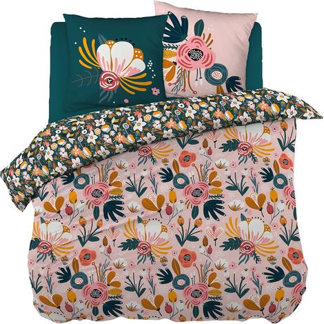 CAPUK - Parure de Lit Coton Motif Rétro Housse de Couette 260x240cm + 2 Taies d'Oreiller (1/5)