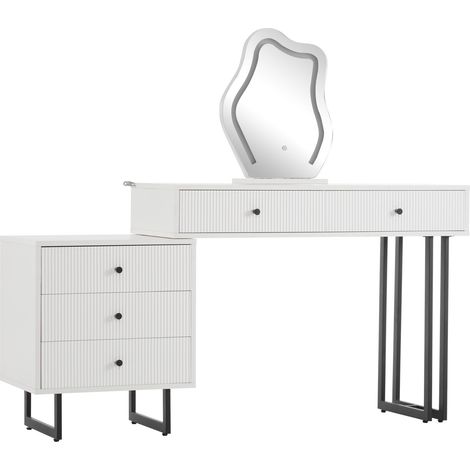 Tocador con espejo y LED de 3 colores, 100 x 40 x 76 cm, blanco, HOMVRA (1/5)