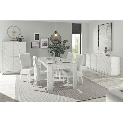 PIRALIA - Ensemble Séjour complet Aspect Marbre Blanc (1/5)
