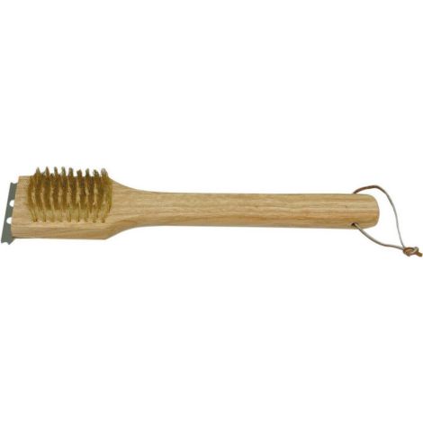 Brosse pour barbecue en fils de laiton avec manche en bois pour nettoyer la grille du barbecue
