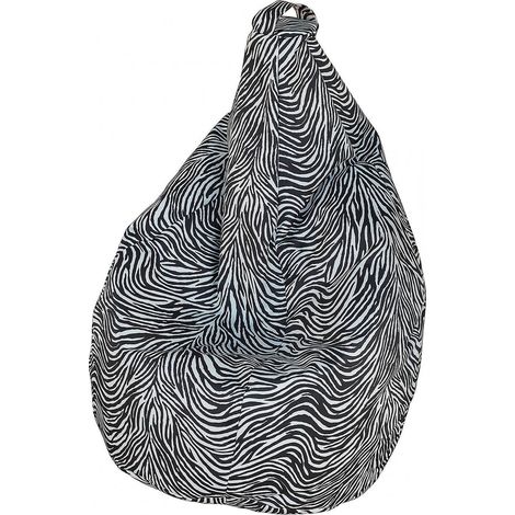 Talamo Italia Sitzsack mit "Zebra"-Muster, schwarz-weiß, Maße 80 x 120 x 80 cm