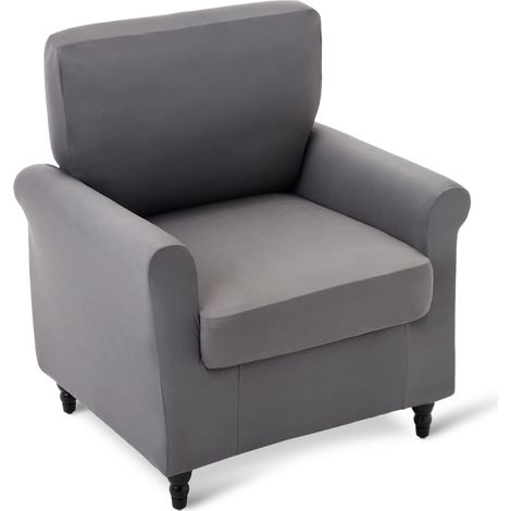 Housse de Fauteuil Haute Elasticité, Housse de Canapé 1 Place Spandex Antidérapante Protection pour Canapé, Gris Foncé (1/5)