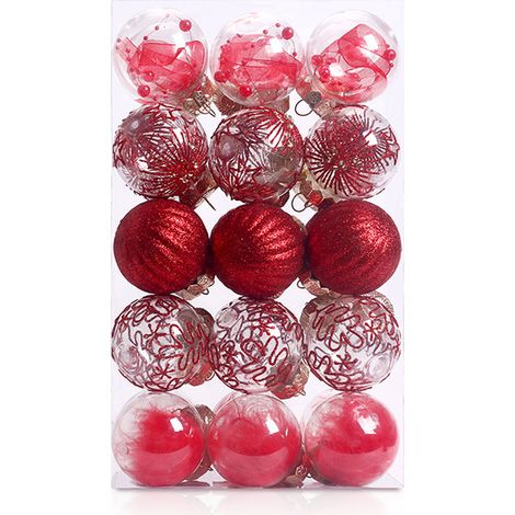 Christmas tree ornament set, 60mm/2.36 inches, 30 clear glass ornaments, not easily broken.