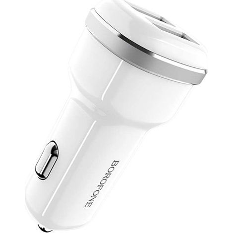 Chargeur Voiture - BOROFONE - 2x USB - Blanc - Charge Rapide - 2.4A (1/5)