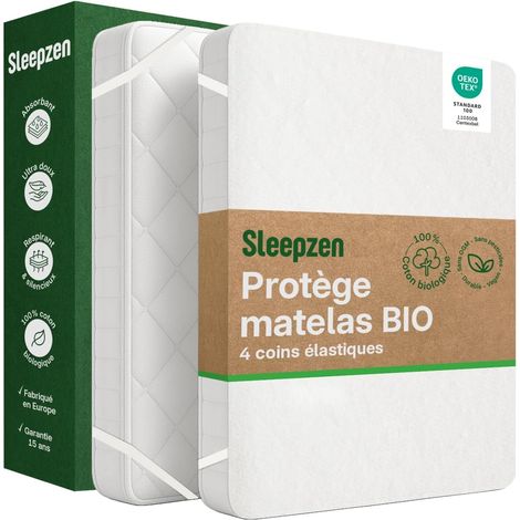 Protège Matelas Bébé 60x120 cm en Molleton 100% Coton Bio Certifié Oeko-Tex® – Silencieux, Hypoallergénique, Anti Acarien & Antibactérien – Fabriqué au Portugal – Format Alèse Plateau (1/5)