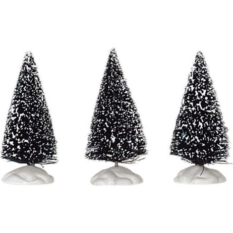Alberi di Natale innevati, accessori per villaggio di Natale in poliestere, set da 3
