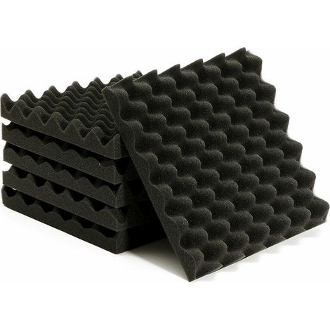 Paquet de 12 panneaux acoustiques, panneaux en mousse acoustique 30 x 30 x 2 cm, rembourrage insonorisé haute densité résistant au feu, noir (1/5)