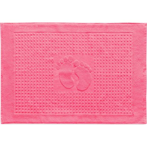 Badezimmerteppich 50x70 TERRY rechteckig FOOT Muster fuchsia pink (1/4)