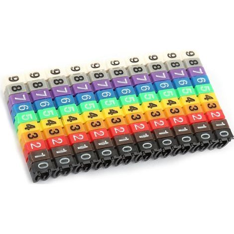 Tube numérique pour numérotation, étiquette de numérotation, marqueur de câble coloré (100 pièces, 2,5 mm²) (1/5)