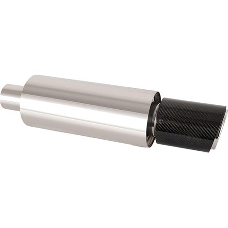 Silencieux d'Échappement Voiture 63mm Bruit Echappement Sport Silencieux Voiture Acier Inoxydable Universel Pot Echappement Bord Roulé Droit Biseauté pour Berline SUV (Fibre de Carbone) (1/5)