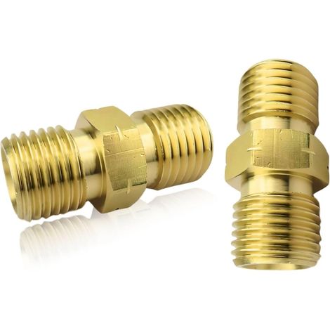 Lot de 2 raccords rapides pour tuyau de gaz - Raccord de tuyau de gaz - 1/4" AG - Raccord rapide en laiton - Pour climatisation, installations solaires sanitaires (1/5)