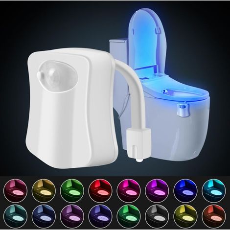 Lampe Toilette - Capteur Mouvement - 16 Couleurs LED - Étanche IP44 - Alimentation Piles AAA - Pour Cuvette Ronde Ou Ovale - 1 Pièce (1/5)
