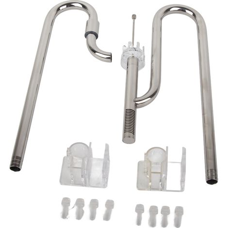 Juego de tuberías de entrada/salida de acero inoxidable de 16 mm con skimmer de superficie y soportes acrílicos para acuario. (1/5)