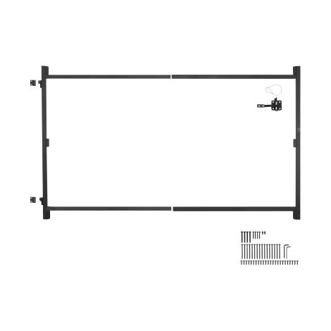 Kit de construction de portail, pour ouvertures 1524-2438 mm large, kit cadre de portail complet anti-affaissement réglable, 1651 mm haut, avec verrou à loquet, pour clôture en bois, fer, noir (1/3)
