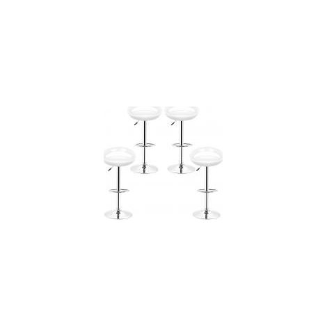 Haloyo Set di 4 Sgabelli da Bar di Design in Plastica ABS, Seggioloni con Schienale e Poggiapiedi, Girevole a 360°, Altezza Regolabile, Gamba Cromata, Bianco (1/5)
