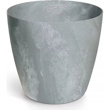 Pot de fleurs en plastique avec couvercle rond, effet béton, gris, 11,9 cm