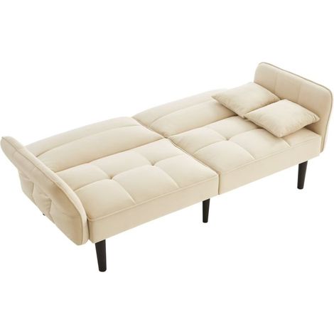 2-in-1 Verstellbares Schlafsofa – Zweisitzer mit Samtbezug, klappbaren Armlehnen & Schlaffunktion,ideal für kleine Räume (1/5)