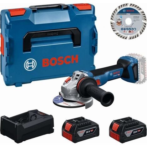 Set di utensili Bosch: GWS 18V-11 S + 2x GBA 5.0Ah + GAL + disco da taglio 125 in L-BOXX