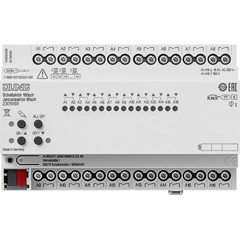 Jung KNX Schaltaktor 16fach, KNX Jalousieaktor 8fach 230161SR (1/2)