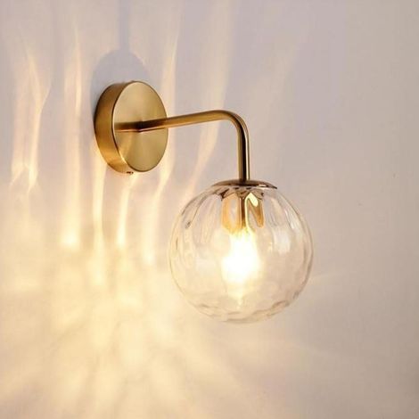Applique murale sphérique LED, lampe de chevet, éclairage miroir doré, convient aux chambres et aux salons, lumière chaude (ampoule incluse). (1/5)
