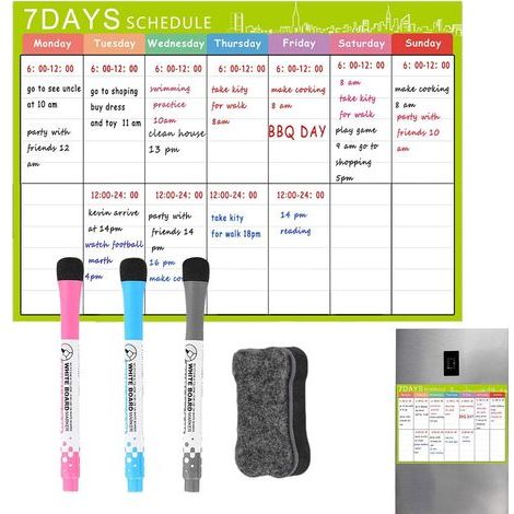 Organiseur d'évier pour réfrigérateur, calendrier magnétique effaçable à sec A3 avec effaceur et stylo 42 x 30 cm, calendrier flexible pour réfrigérateur, supermarché et tableau noir (1/5)