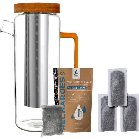 Kit Carafe Filtrante Verre 1,5l + 3 Recharges Pfas & Nitrates (1/5)