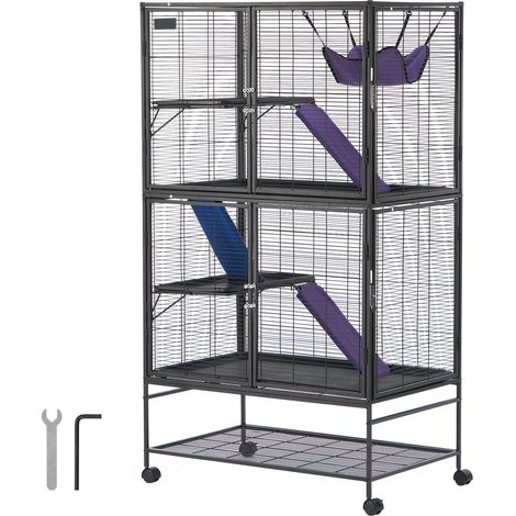 Mophorn 64,6" rollender Frettchenkäfig aus Metall, 4-stöckig Critter Nation. Ideal für kleine Haustiere, Hamster, Meerschweinchen, Chinchillas, Eichhörnchen, Igel, Hasen