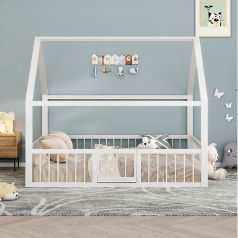 lit enfant lit adulte 140x200 securise metal blanc OKMYHOME (1/5)
