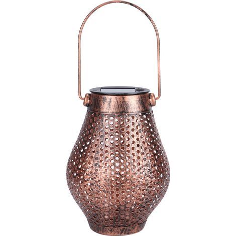 Lampe solaire LED portative ajourée, à suspendre dans la rue, le jardin et à l'extérieur. (1/4)
