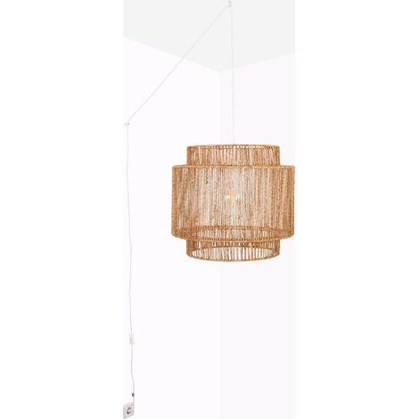 Wandleuchte aus Jute "RAWA" mit Schalter und Stecker - E27