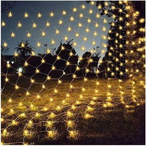 Filet lumineux LED 672 LED 6 m x 4 m 8 modes étanche économie d'énergie, intensité variable, convient pour fête de mariage, blanc chaud (1/4)
