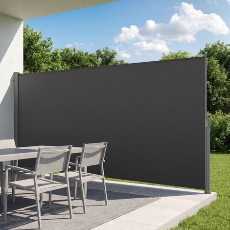 VEVOR Seitenmarkise Ausziehbar 185x420 cm, Seitenrollo aus 180 g/m² Polyestergewebe, Wandmarkise, Windschutz, Sonnenschutz, Sichtschutz, Raumteiler für Garten, Balkon, Pool, Terrasse, Grau (1/5)